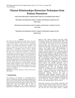Clinical Relationships Extraction Techniques from Patient Narratives