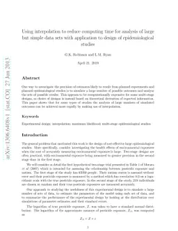Using interpolation to reduce computing time for analysis of large but
  simple data sets with application to design of epidemiological studies