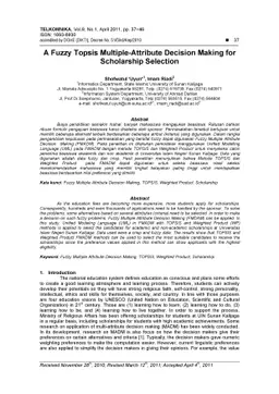 A Fuzzy Topsis Multiple-Attribute Decision Making for Scholarship
  Selection