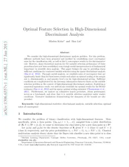 Optimal Feature Selection in High-Dimensional Discriminant Analysis