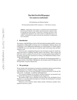 The DeLiVerMATH project - Text analysis in mathematics