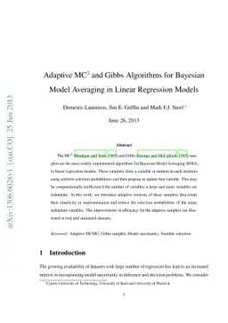 Adaptive MC^3 and Gibbs algorithms for Bayesian Model Averaging in
  Linear Regression Models