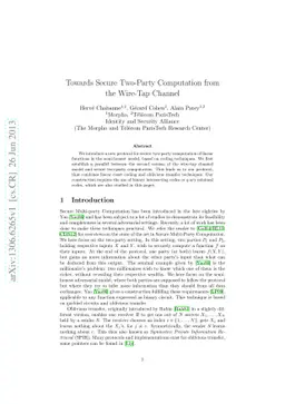 Towards Secure Two-Party Computation from the Wire-Tap Channel
