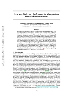 Learning Trajectory Preferences for Manipulators via Iterative
  Improvement