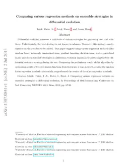 Comparing various regression methods on ensemble strategies in
  differential evolution