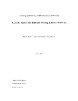 SAHER: Secure and Efficient Routing in Sensor Networks