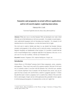 Semantics and pragmatics in actual software applications and in web
  search engines: exploring innovations