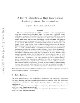 A Direct Estimation of High Dimensional Stationary Vector
  Autoregressions