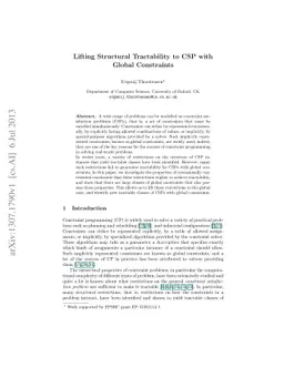 Lifting Structural Tractability to CSP with Global Constraints