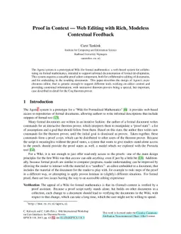 Proof in Context -- Web Editing with Rich, Modeless Contextual Feedback
