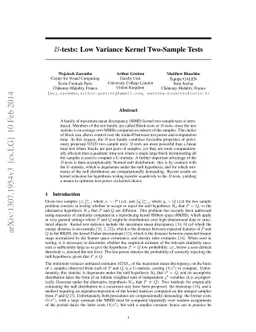 B-tests: Low Variance Kernel Two-Sample Tests
