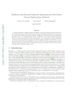 AdaBoost and Forward Stagewise Regression are First-Order Convex
  Optimization Methods
