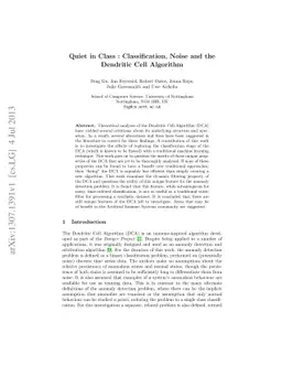 Quiet in Class: Classification, Noise and the Dendritic Cell Algorithm