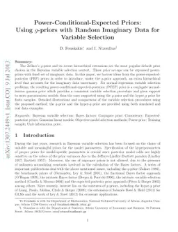 Power-Conditional-Expected Priors: Using g-priors with Random Imaginary
  Data for Variable Selection