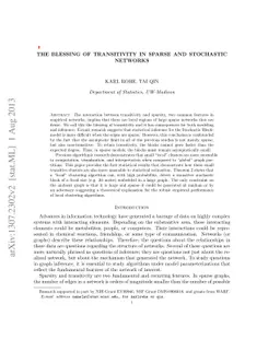 The blessing of transitivity in sparse and stochastic networks