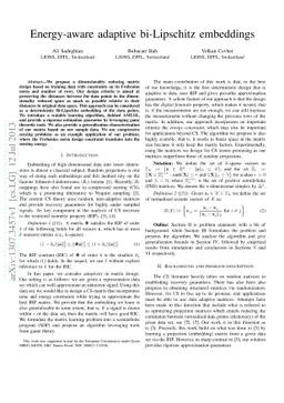 Energy-aware adaptive bi-Lipschitz embeddings