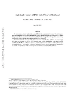 Statistically-secure ORAM with $\tilde{O}(\log^2 n)$ Overhead