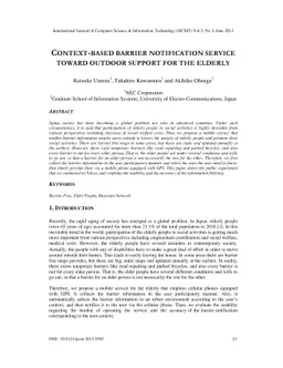 Context-based Barrier Notification Service Toward Outdoor Support for
  the Elderly