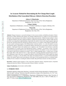 An Accurate Method for Determining the Pre-Change Run-Length
  Distribution of the Generalized Shiryaev--Roberts Detection Procedure