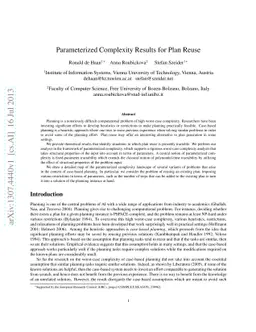 Parameterized Complexity Results for Plan Reuse