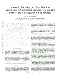 Universally Elevating the Phase Transition Performance of Compressed
  Sensing: Non-Isometric Matrices are Not Necessarily Bad Matrices