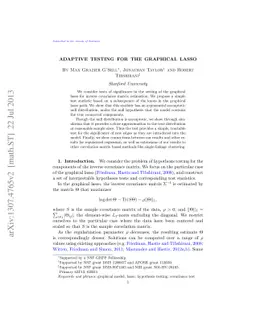 Adaptive testing for the graphical lasso