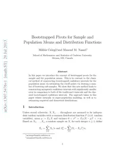 Bootstrapped Pivots for Sample and Population Means and Distribution
  Functions