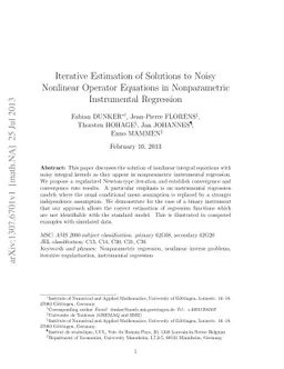 Iterative Estimation of Solutions to Noisy Nonlinear Operator Equations
  in Nonparametric Instrumental Regression