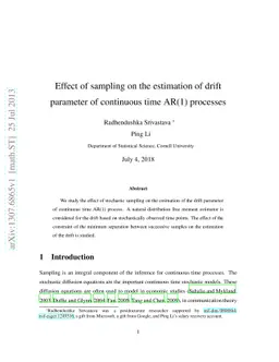 Effect of sampling on the estimation of drift parameter of continuous
  time AR(1) processes
