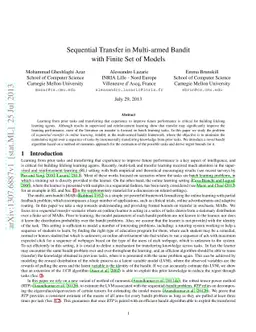 Sequential Transfer in Multi-armed Bandit with Finite Set of Models