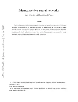 Memcapacitive neural networks