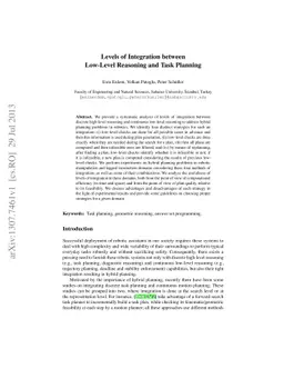 Levels of Integration between Low-Level Reasoning and Task Planning