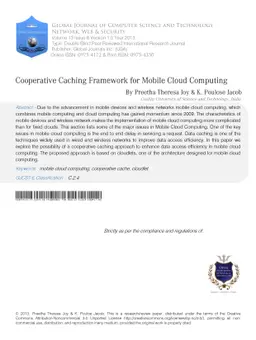 Cooperative Caching Framework for Mobile Cloud Computing