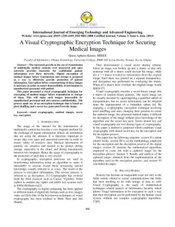 A Visual Cryptographic Encryption Technique for Securing Medical Images