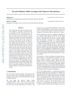 Towards Minimax Online Learning with Unknown Time Horizon