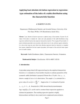 Applying least absolute deviation regression to regression-type
  estimation of the index of a stable distribution using the characteristic
  function