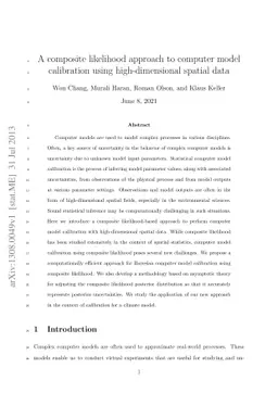 A composite likelihood approach to computer model calibration using
  high-dimensional spatial data