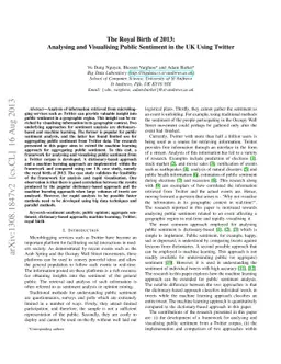 The Royal Birth of 2013: Analysing and Visualising Public Sentiment in
  the UK Using Twitter