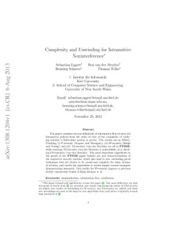 Complexity and Unwinding for Intransitive Noninterference