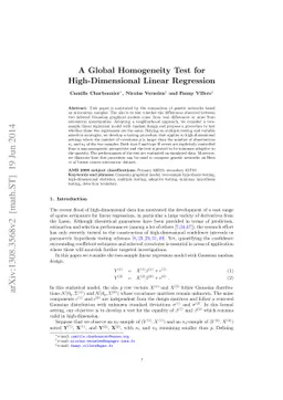 A Global Homogeneity Test for High-Dimensional Linear Regression