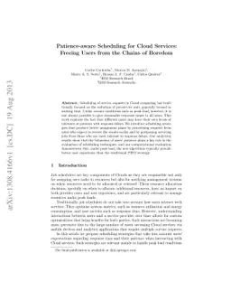 Patience-aware Scheduling for Cloud Services: Freeing Users from the
  Chains of Boredom