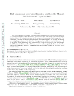 High dimensional generalized empirical likelihood for moment
  restrictions with dependent data