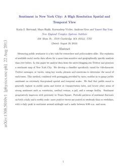 Sentiment in New York City: A High Resolution Spatial and Temporal View