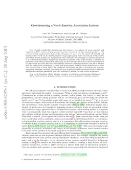 Crowdsourcing a Word-Emotion Association Lexicon