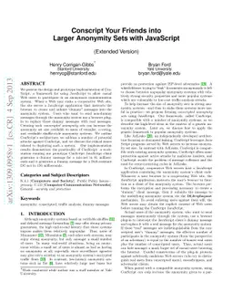 Conscript Your Friends into Larger Anonymity Sets with JavaScript