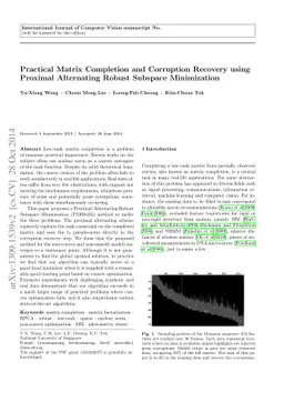Practical Matrix Completion and Corruption Recovery using Proximal
  Alternating Robust Subspace Minimization