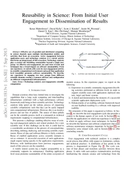 Reusability in Science: From Initial User Engagement to Dissemination of
  Results