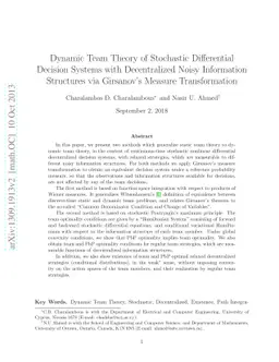 Dynamic Team Theory of Stochastic Differential Decision Systems with
  Decentralized Noisy Information Structures via Girsanov's Measure
  Transformation
