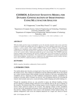 COSMOS A Context Sensitive Model For Dynamic Configuration Of
  Smartphones Using Multifactor Analysis
