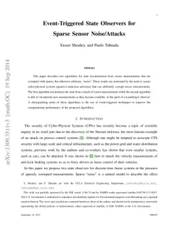 Event-Triggered State Observers for Sparse Sensor Noise/Attacks